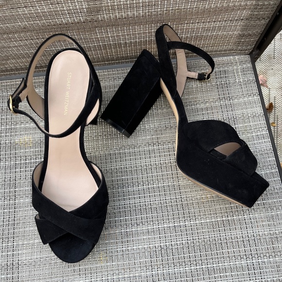 STUART WIETZMAN LADIES BLACK SUEDE IVONA SHOES-9.5M - Picture 2 of 12